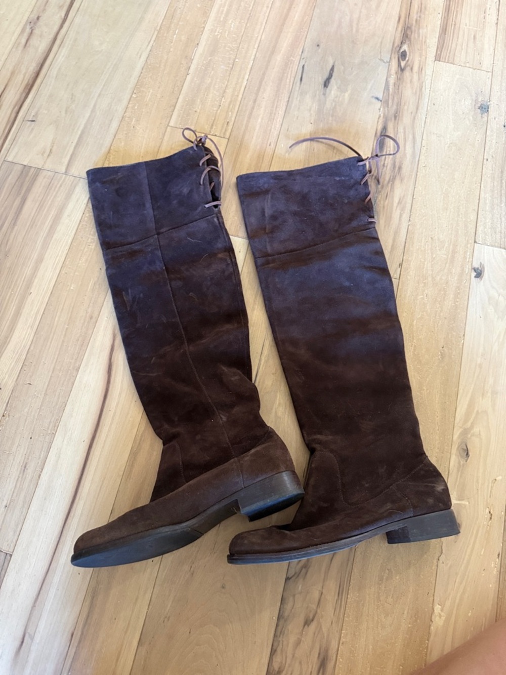 Lauren Ralph Lauren Brown Suede Lace-Up Riding Boots